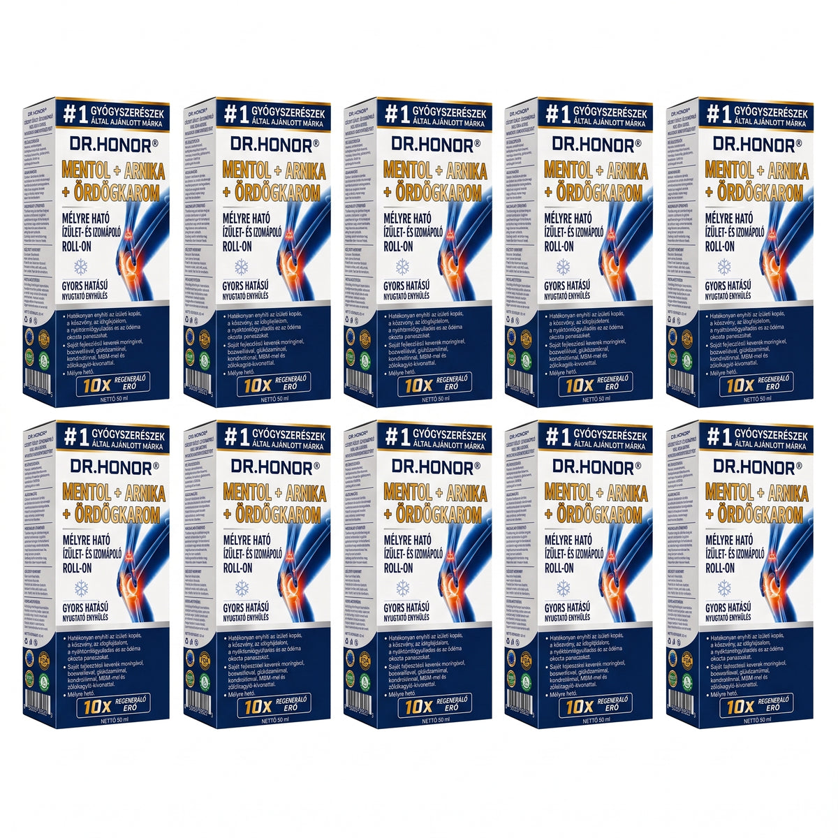 💥💥DR.HONOR® Mentol · Árnika · Ördögkarom 10 az 1-ben Ízület- és Izomápoló Roll-On | Köszvény, Ízületi Merevség, Duzzanat és Izomfájdalom Esetén | Gyorsan Felszívódó, Nem Zsíros