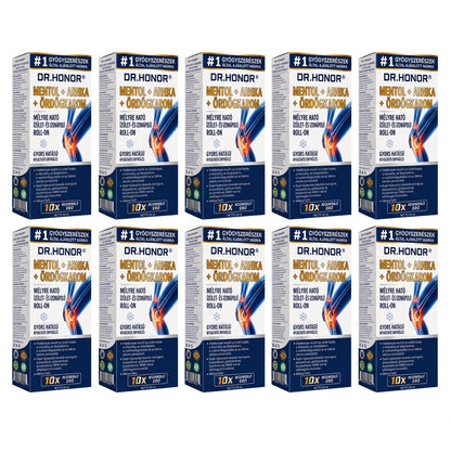 DR.HONOR® Mentol · Árnika · Ördögkarom 10 az 1-ben Ízület- és Izomápoló Roll-On | Köszvény, Ízületi Merevség, Duzzanat és Izomfájdalom Esetén | Gyorsan Felszívódó, Nem Zsíros
