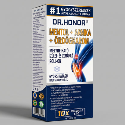 DR.HONOR® Mentol · Árnika · Ördögkarom 10 az 1-ben Ízület- és Izomápoló Roll-On | Köszvény, Ízületi Merevség, Duzzanat és Izomfájdalom Esetén | Gyorsan Felszívódó, Nem Zsíros