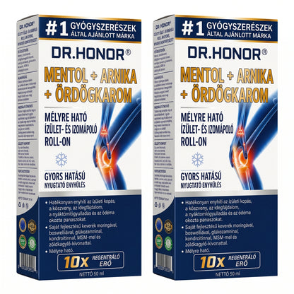 DR.HONOR® Mentol · Árnika · Ördögkarom 10 az 1-ben Ízület- és Izomápoló Roll-On | Köszvény, Ízületi Merevség, Duzzanat és Izomfájdalom Esetén | Gyorsan Felszívódó, Nem Zsíros