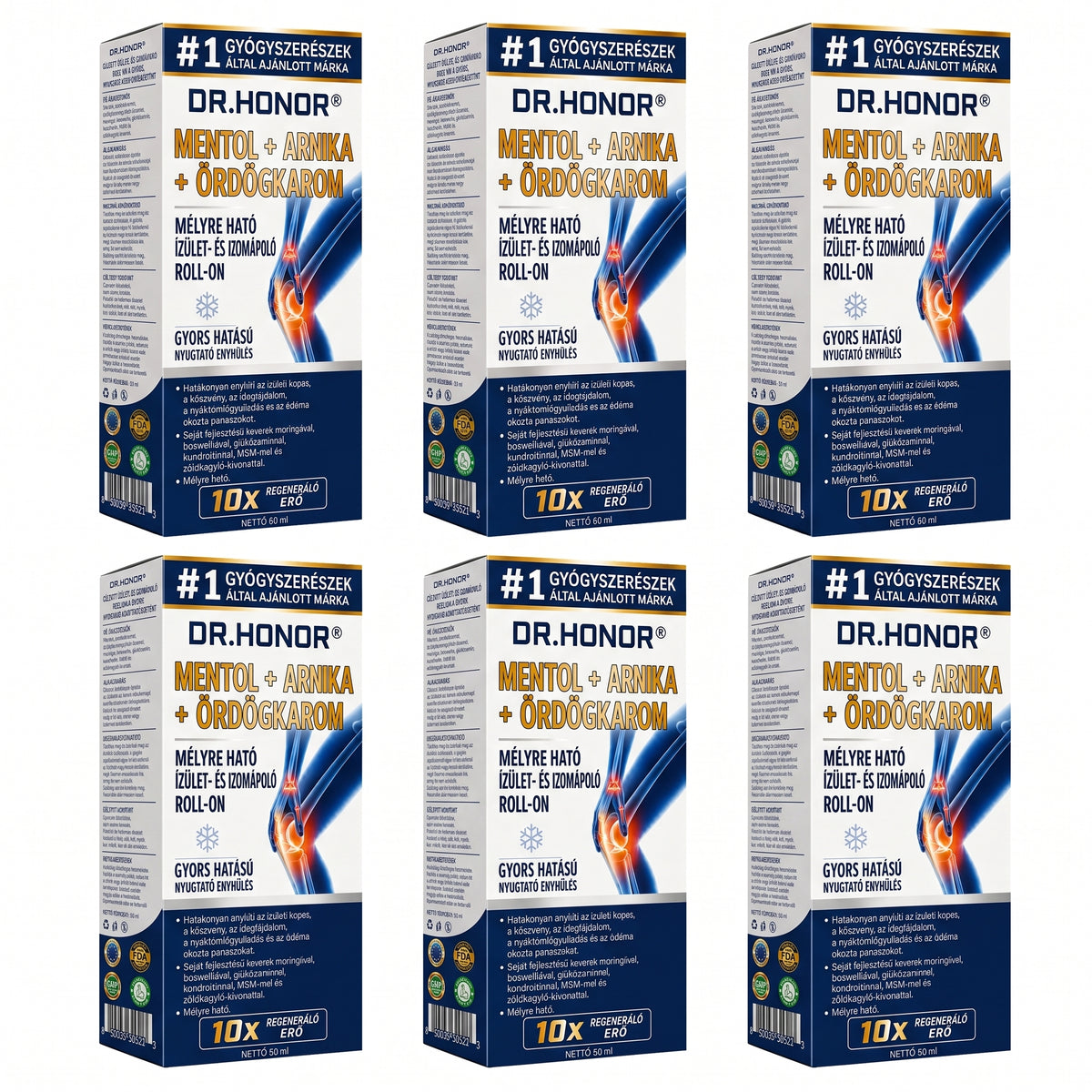 DR.HONOR® Mentol · Árnika · Ördögkarom 10 az 1-ben Ízület- és Izomápoló Roll-On | Köszvény, Ízületi Merevség, Duzzanat és Izomfájdalom Esetén | Gyorsan Felszívódó, Nem Zsíros