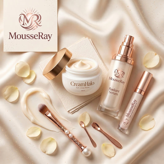 MousseRay CreamHalo Radiance Collection – Soft Clean Balm, Radiant Facial Serum and Hydrating Moisture Lip Tint
